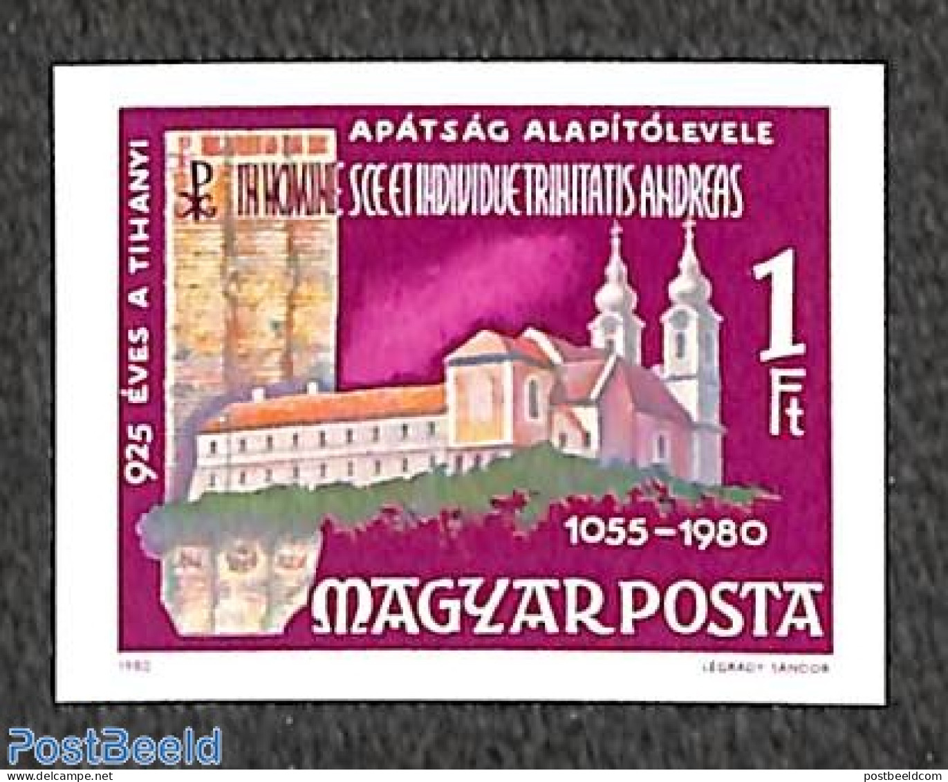 Hungary 1980 Tihany Abbey 1v Imperforated, Mint NH, Religion - Cloisters & Abbeys - Nuevos