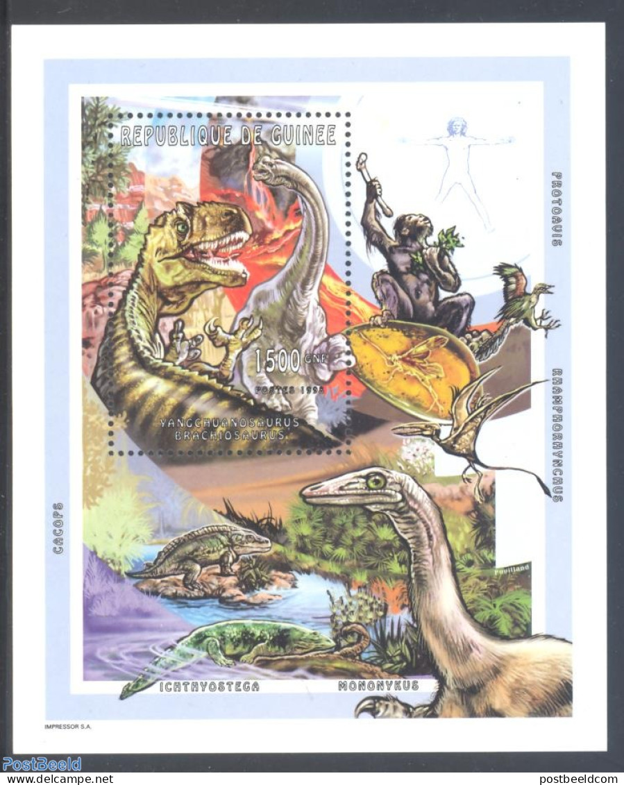 Guinea, Republic 1998 Preh. Animals S/s, Mint NH, Nature - Prehistoric Animals - Prehistorics