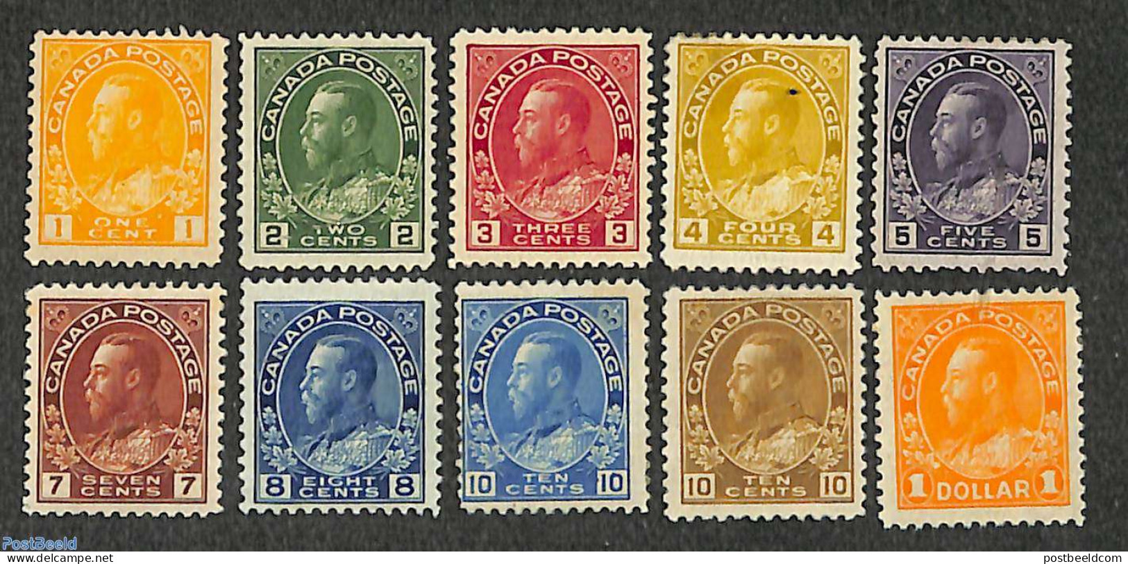 Canada 1922 Definitives, George V 10v, Mint NH - Ungebraucht