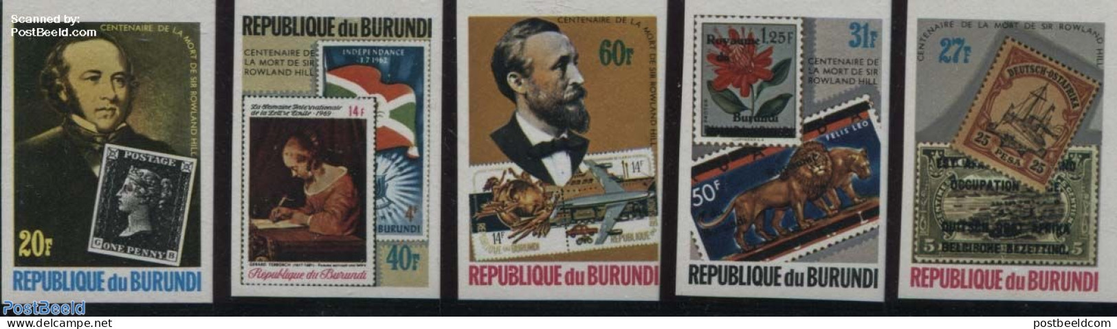 Burundi 1979 Sir Rowland Hill 4v Imperforated, Mint NH, Nature - Transport - Cat Family - Flowers & Plants - Sir Rowla.. - Rowland Hill