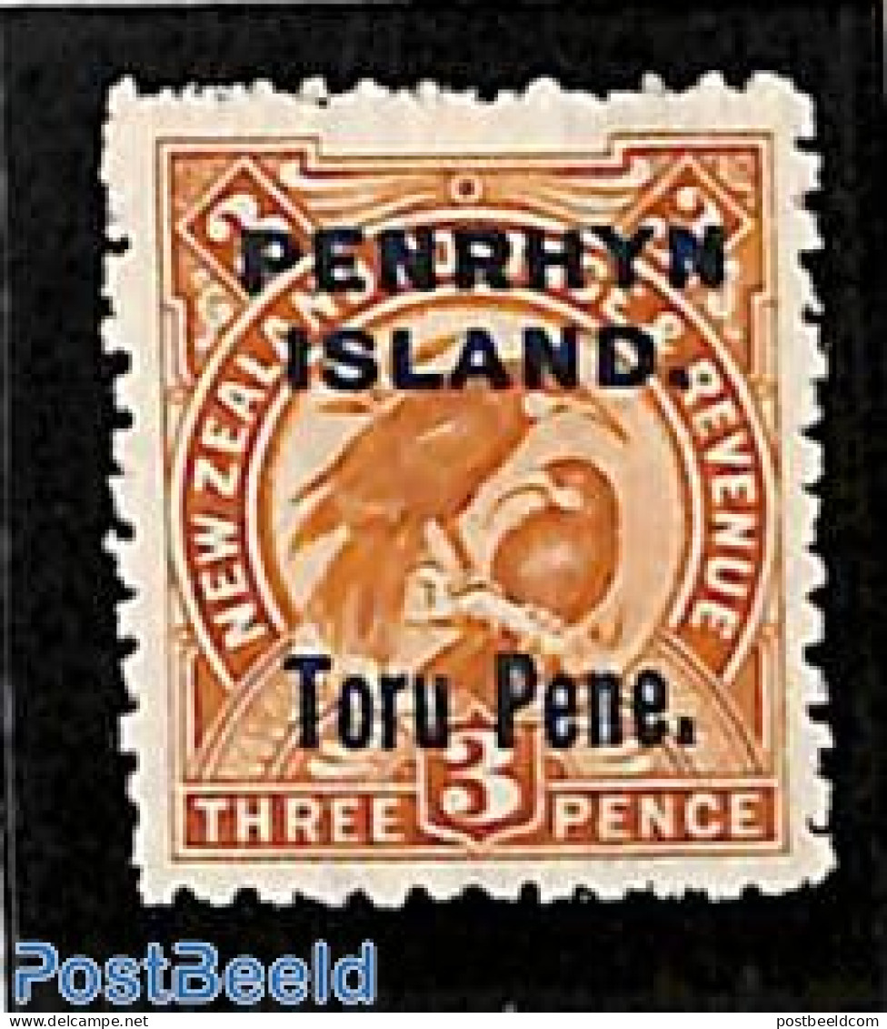 Penrhyn 1902 3p, Stamp Out Of Set, Unused (hinged), Nature - Birds - Penrhyn