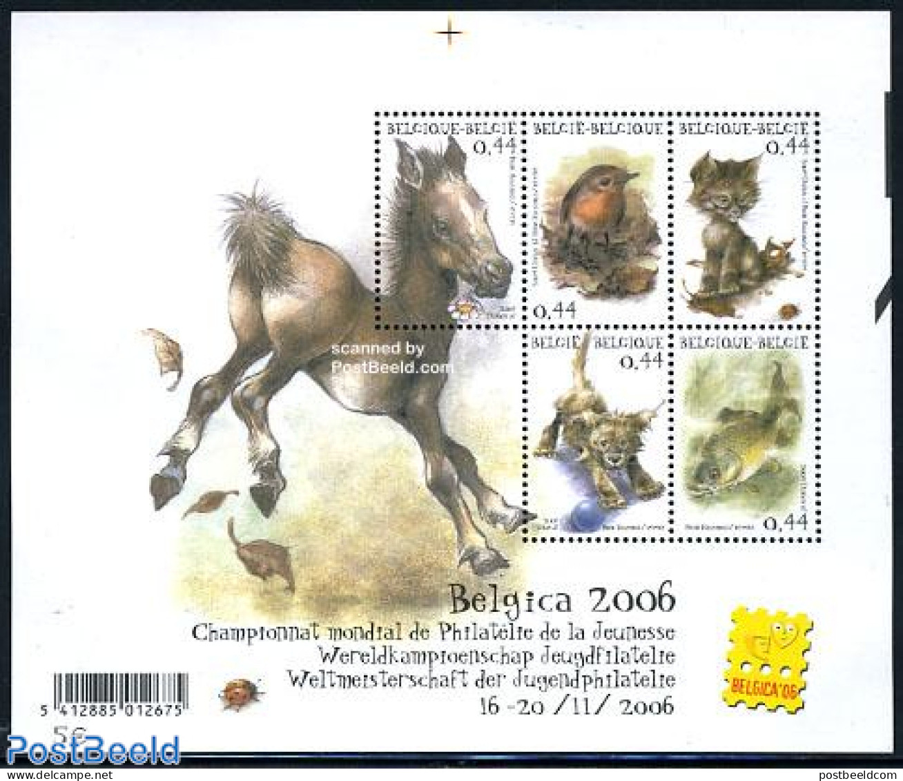 Belgium 2004 Belgica 06 5v M/s, Animals, Mint NH, Nature - Birds - Cats - Dogs - Fish - Horses - Unused Stamps