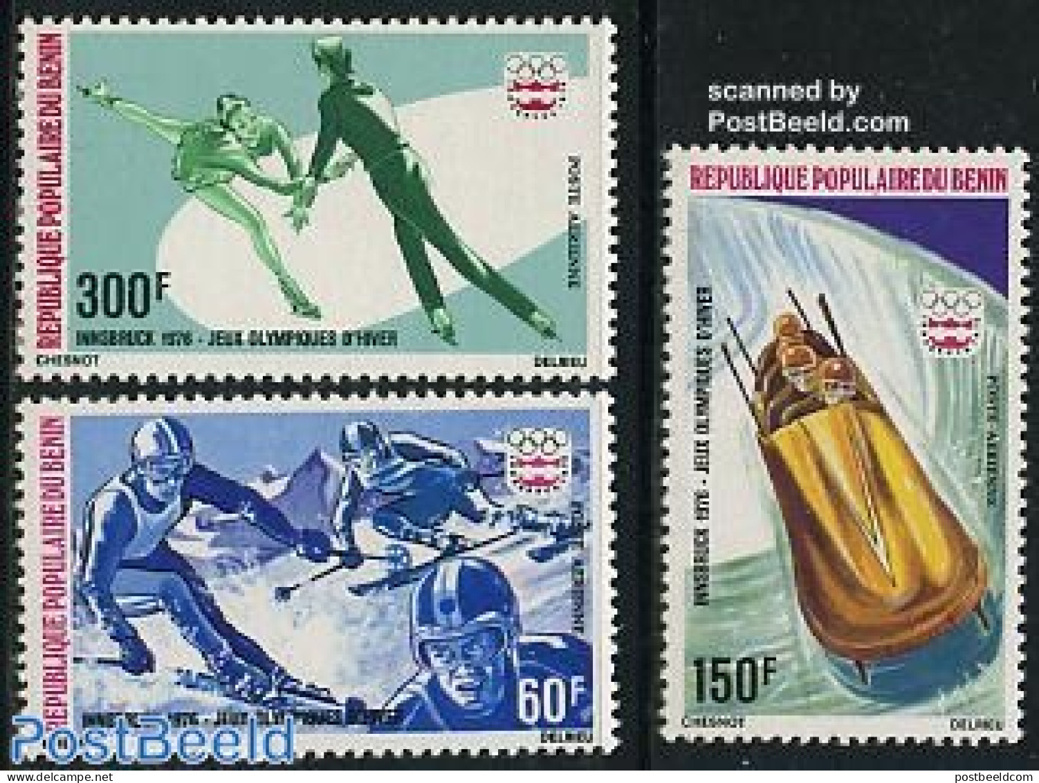 Benin 1976 Olympic Winter Games 3v, Mint NH, Sport - (Bob) Sleigh Sports - Olympic Winter Games - Skating - Skiing - Nuevos