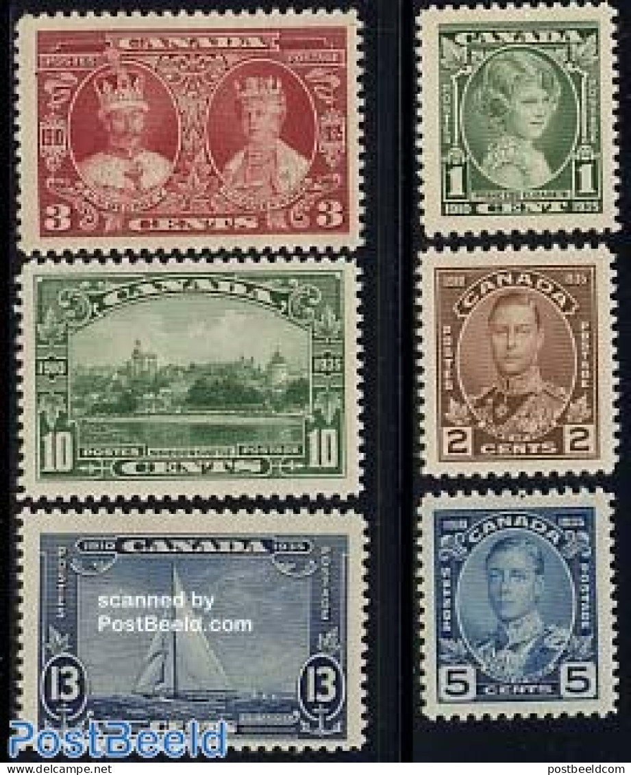 Canada 1935 Silver Jubilee 6v, Mint NH, History - Transport - Various - Kings & Queens (Royalty) - Ships And Boats - L.. - Unused Stamps