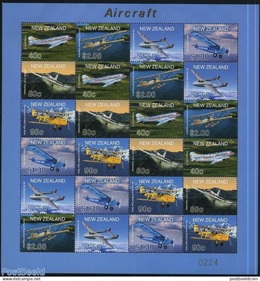 New Zealand 2001 Aircraft Limited M/s, Mint NH, Transport - Aircraft & Aviation - Unused Stamps