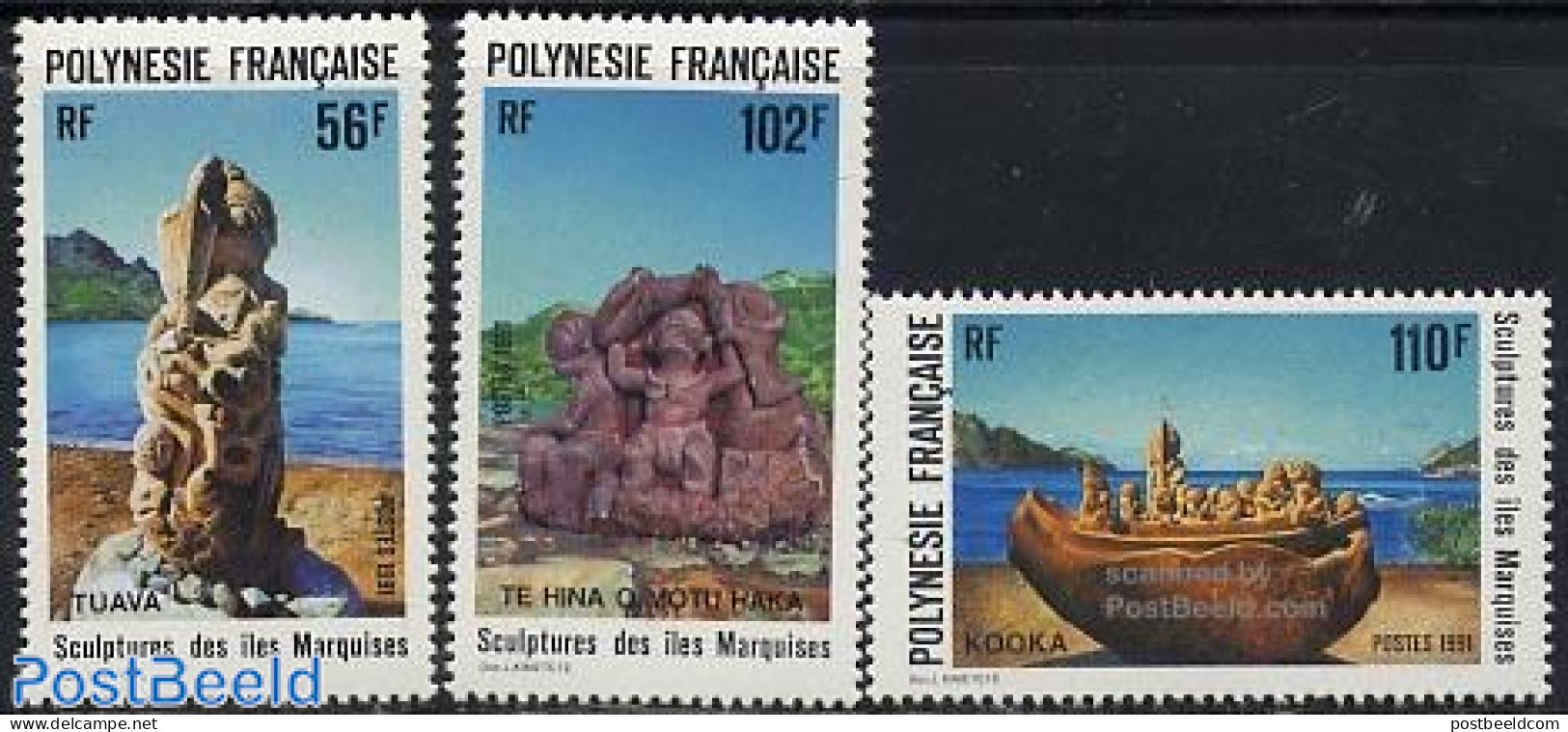 French Polynesia 1991 Sculptures 3v, Mint NH, Art - Sculpture - Nuevos