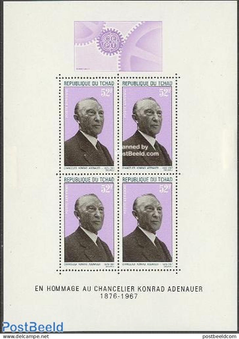 Chad 1968 Konrad Adenauer S/s, Mint NH, History - Afriqueeurope - Europa Hang-on Issues - Germans - Politicians - Sonstige & Ohne Zuordnung