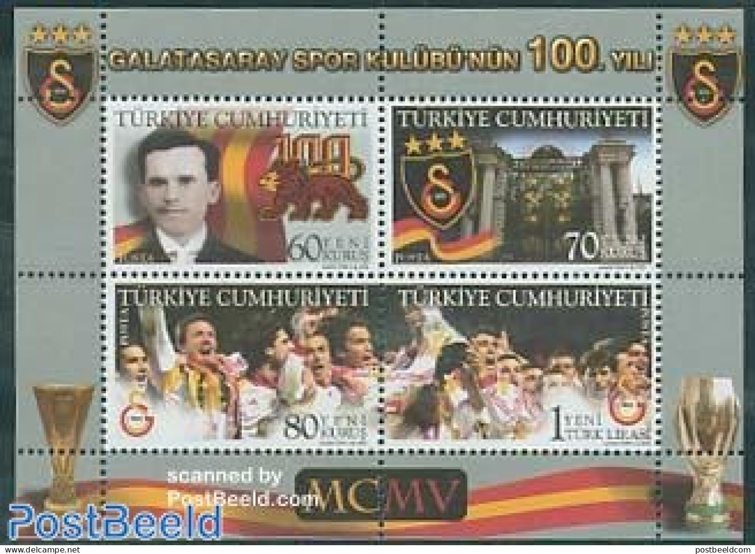 Türkiye 2005 100 Years Galatasaray S/s, Mint NH, Sport - Football - Other & Unclassified