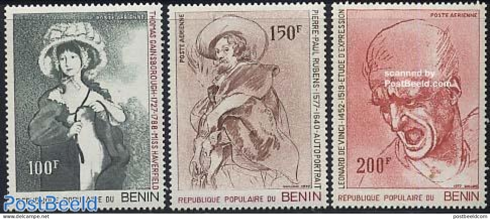 Benin 1977 Paintings 3v, Mint NH, Art - Leonardo Da Vinci - Paintings - Rubens - Neufs