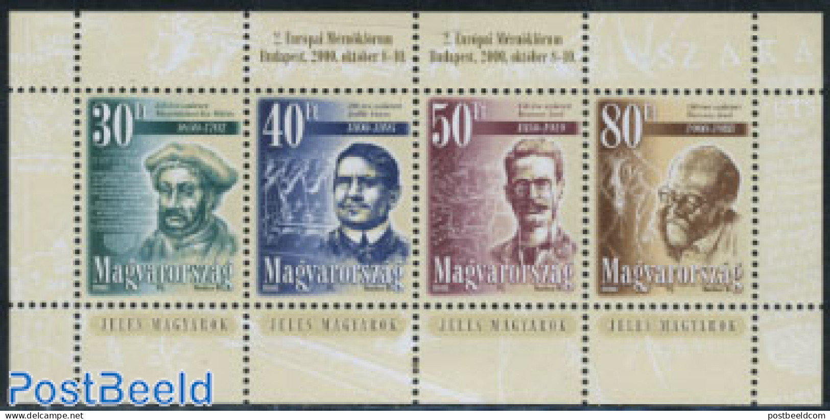 Hungary 2000 European Engineers Forum S/s, Mint NH, History - Science - Europa Hang-on Issues - Physicians - Unused Stamps