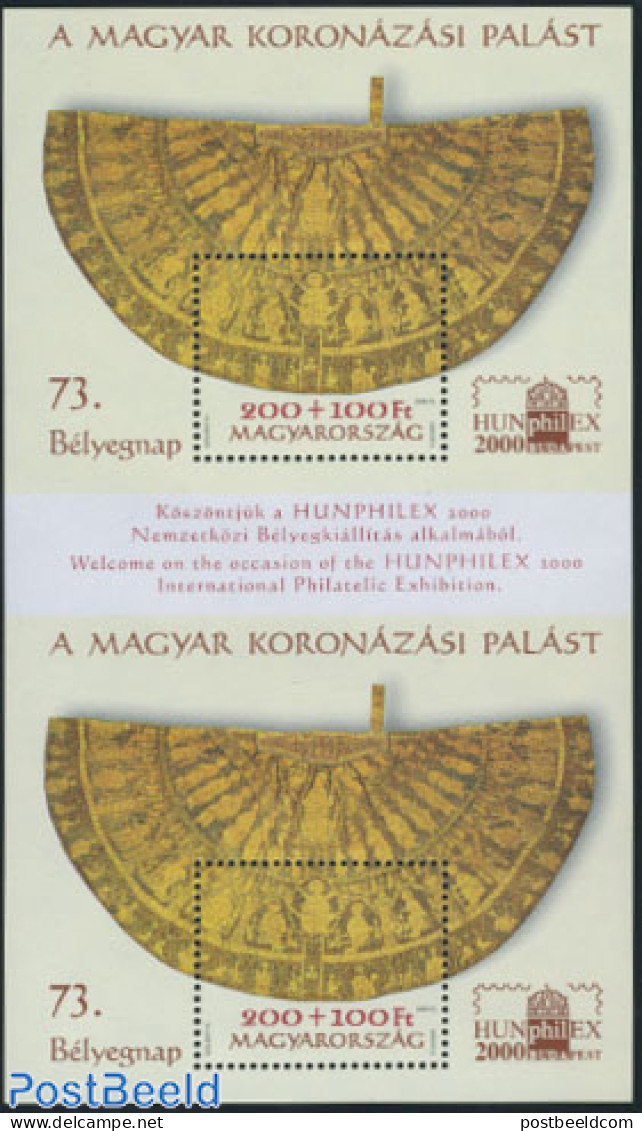 Hungary 2000 Stamp Day, Hunphilex S/s Gutterpair, Mint NH, History - Archaeology - Stamp Day - Ongebruikt