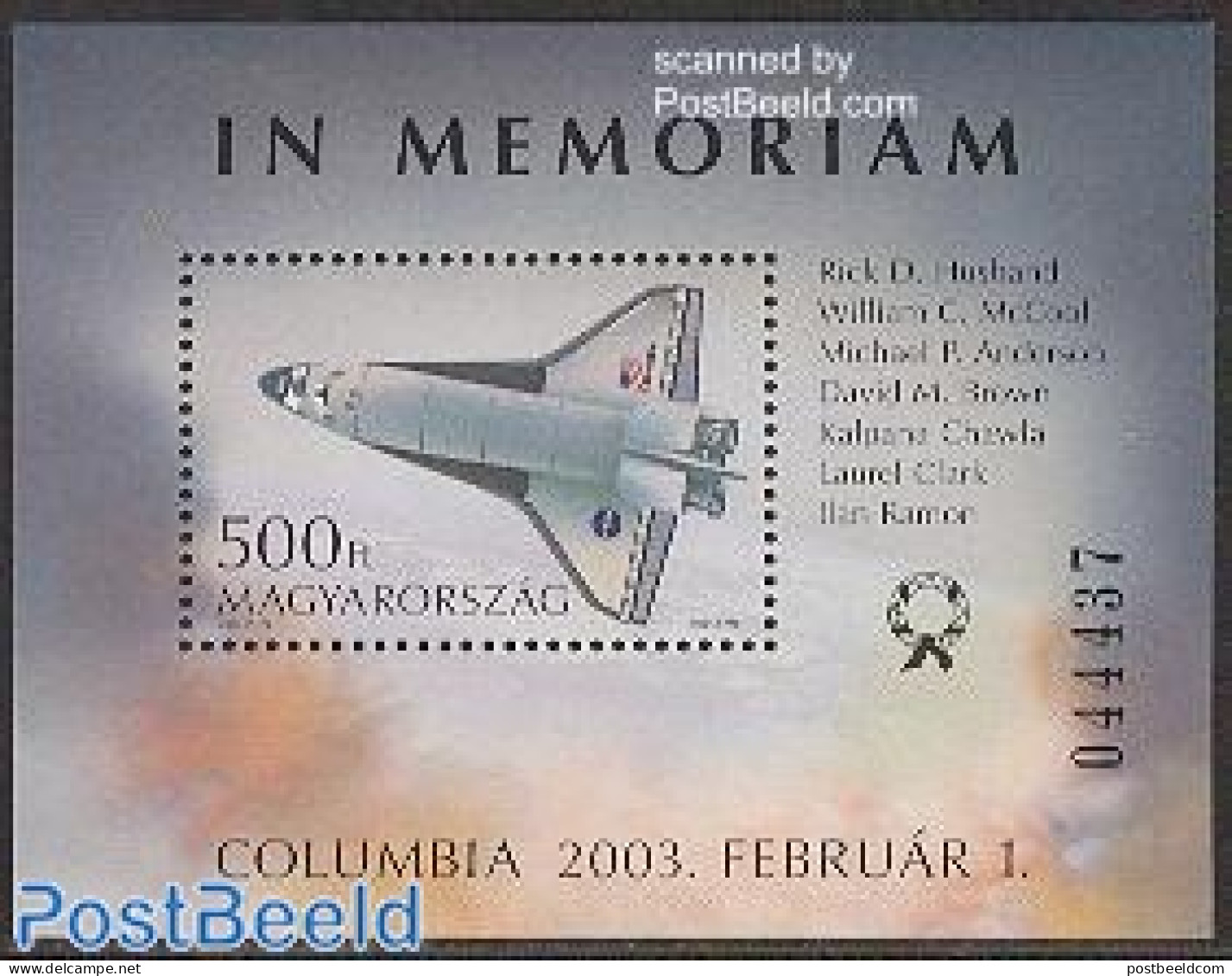 Hungary 2003 Columbia Accident S/s, Mint NH, History - Transport - Space Exploration - Disasters - Nuovi