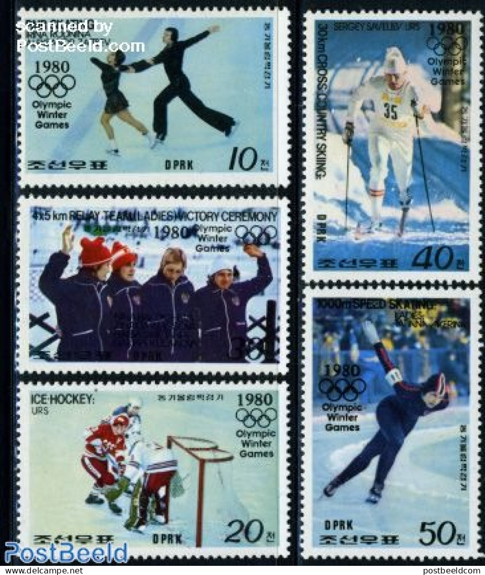 Korea, North 1979 Olympic Winter Games 5v, Mint NH, Sport - Ice Hockey - Olympic Winter Games - Skating - Skiing - Hockey (sur Glace)