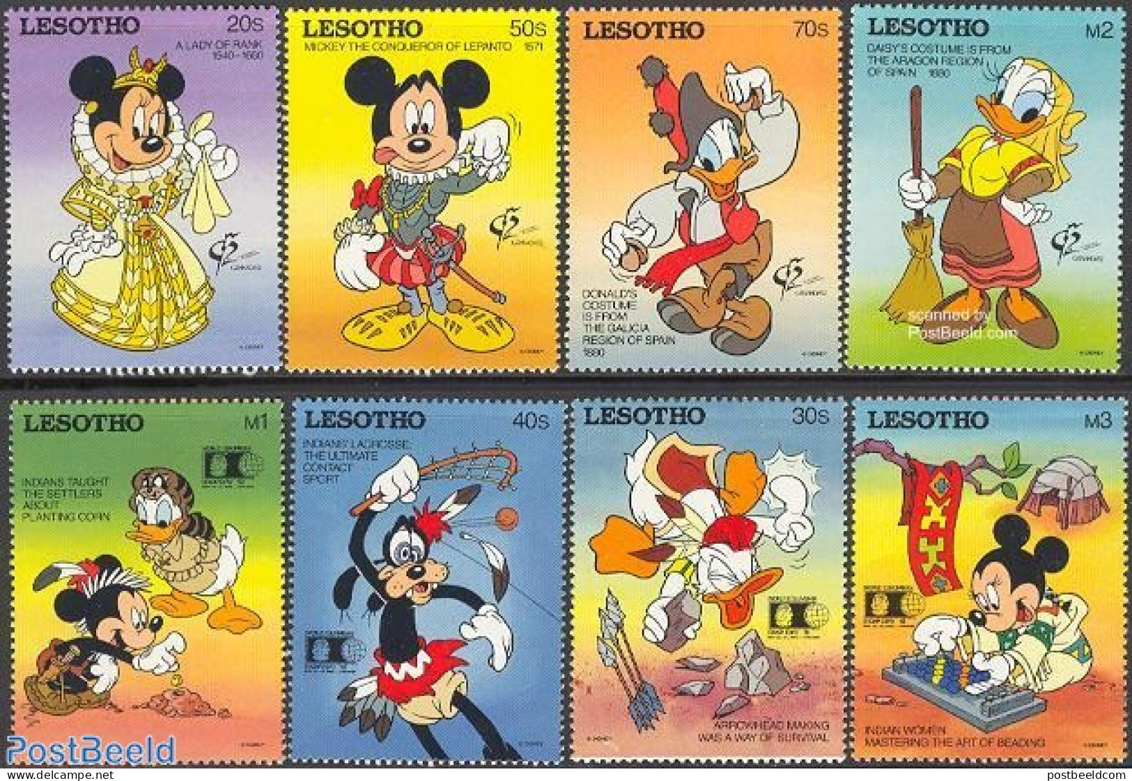 Lesotho 1992 Disney, Stamp Expositions 8v, Mint NH, Philately - Art - Disney - Disney