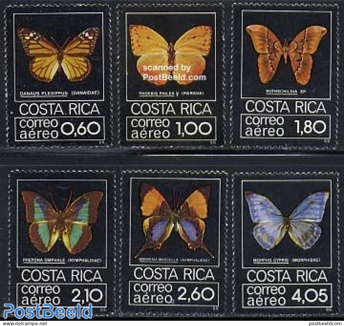 Costa Rica 1979 Butterflies 6v, Mint NH, Nature - Butterflies - Costa Rica