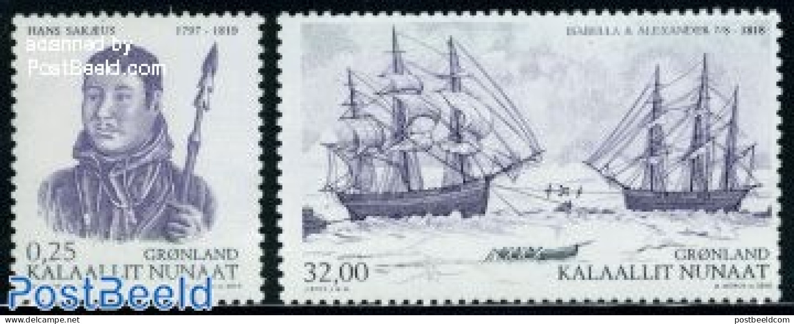 Greenland 2010 Hans Sakaeus & John Ross Expedition 2v, Mint NH, History - Transport - Explorers - Ships And Boats - Unused Stamps
