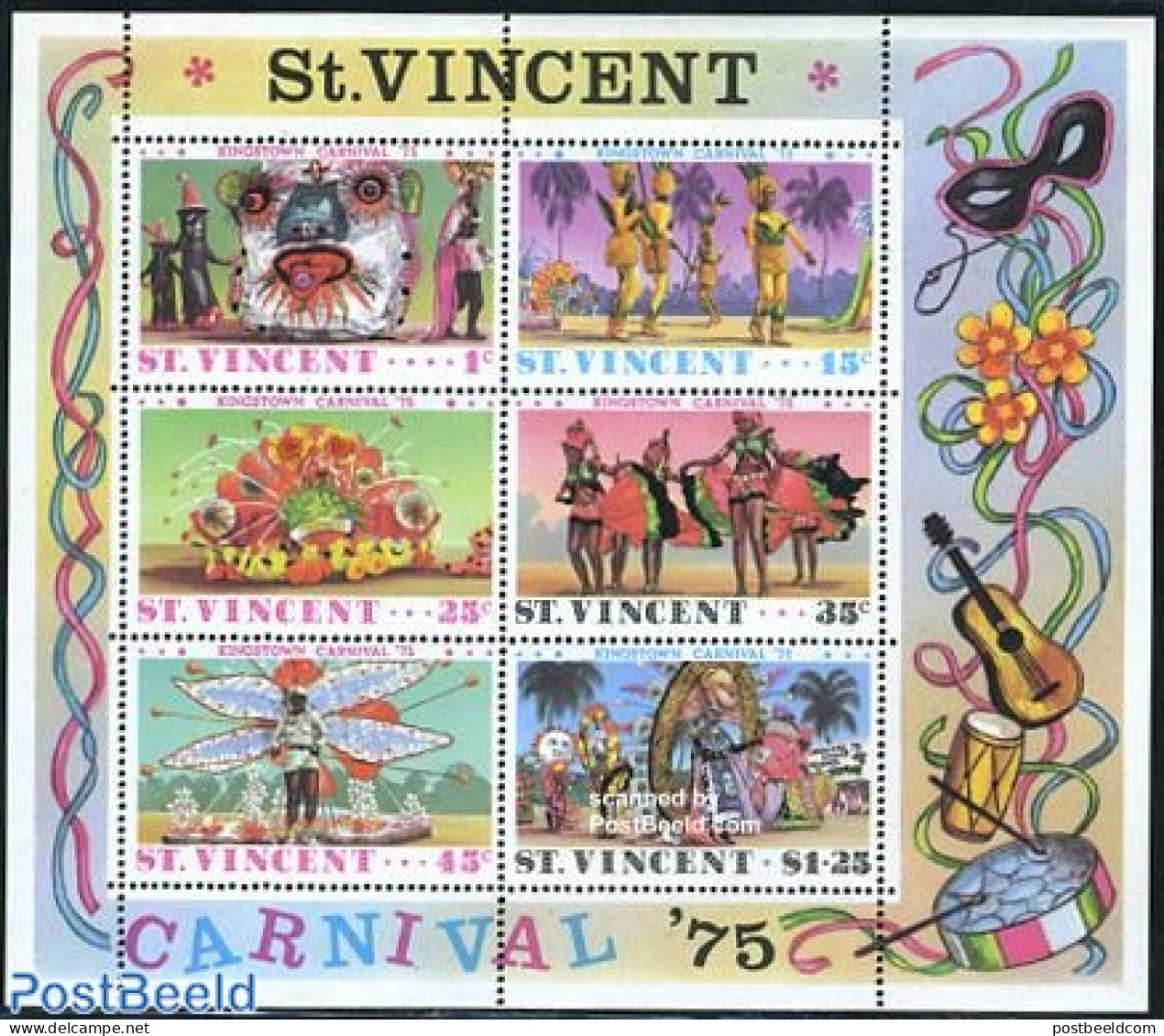 Saint Vincent 1975 Carnival S/s, Mint NH, Performance Art - Various - Dance & Ballet - Folklore - Tanz