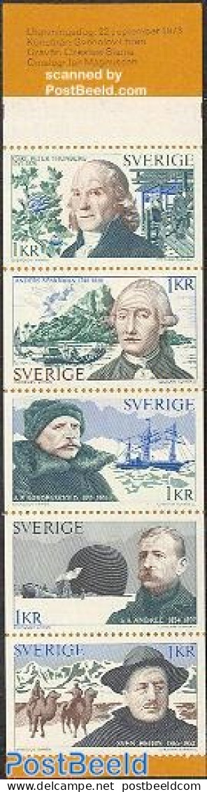 Sweden 1973 Explorers 5v In Booklet, Mint NH, History - Nature - Science - Transport - Explorers - Camels - Flowers & .. - Unused Stamps