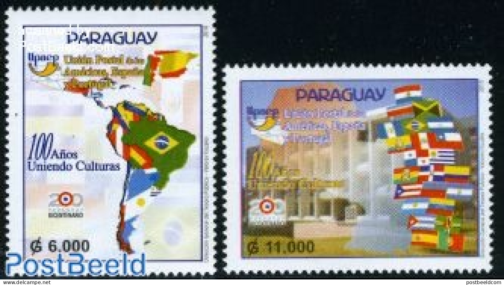 Paraguay 2010 UPAEP Centenary 2v, Mint NH, History - Various - Flags - U.P.A.E. - Maps - Geographie