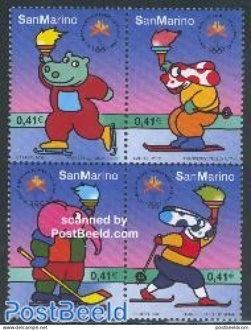 San Marino 2002 Olympic Winter Games Salt Lake City 4v [+], Mint NH, Nature - Sport - Elephants - Hippopotamus - Olymp.. - Unused Stamps