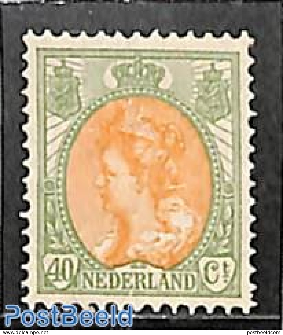 Netherlands 1899 40c Green/orange, Stamp Out Of Set, Mint NH - Ongebruikt