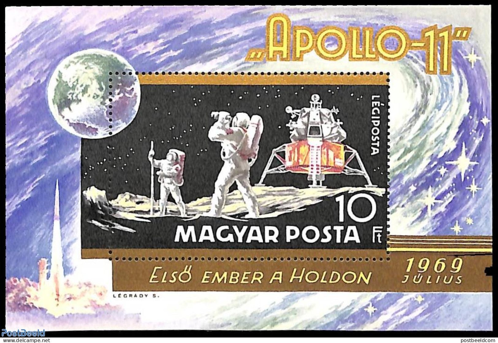 Hungary 1969 Apollo 11 S/s, Mint NH, Transport - Space Exploration - Unused Stamps
