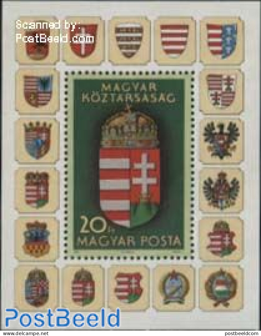 Hungary 1990 New Coat Of Arms S/s, Mint NH, History - Coat Of Arms - Neufs