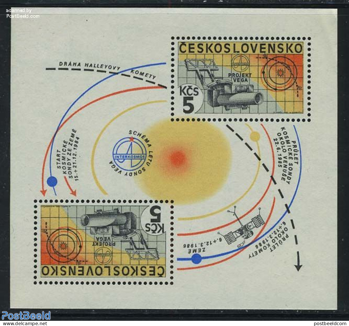 Czechoslovkia 1985 Intercosmos S/s, Mint NH, Science - Transport - Space Exploration - Halley's Comet - Andere & Zonder Classificatie