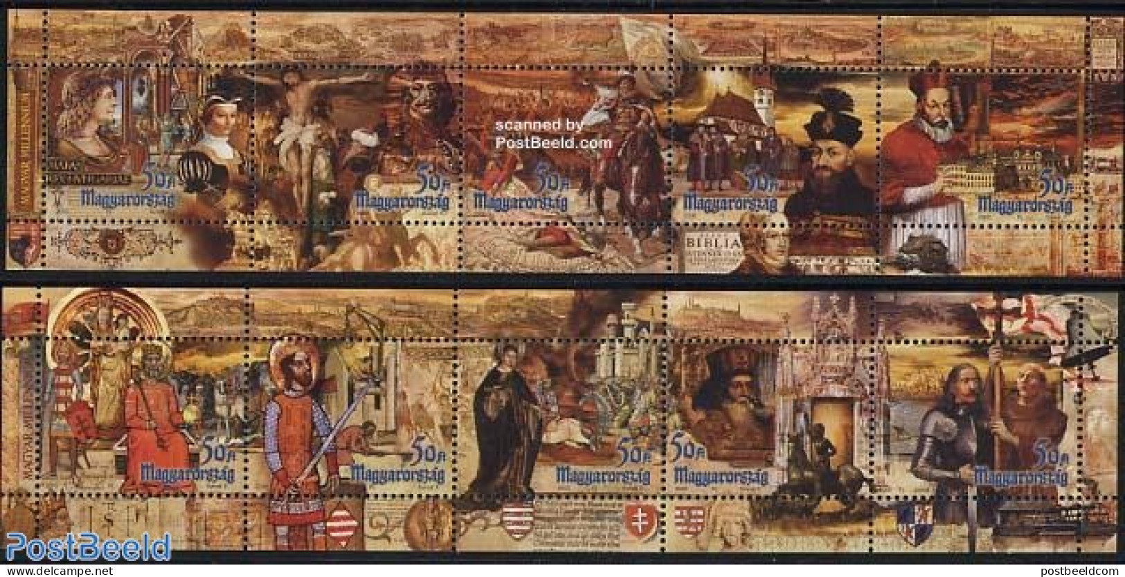 Hungary 2000 Millennium, History 2 S/s, Mint NH, History - Nature - Religion - Transport - History - Kings & Queens (R.. - Unused Stamps