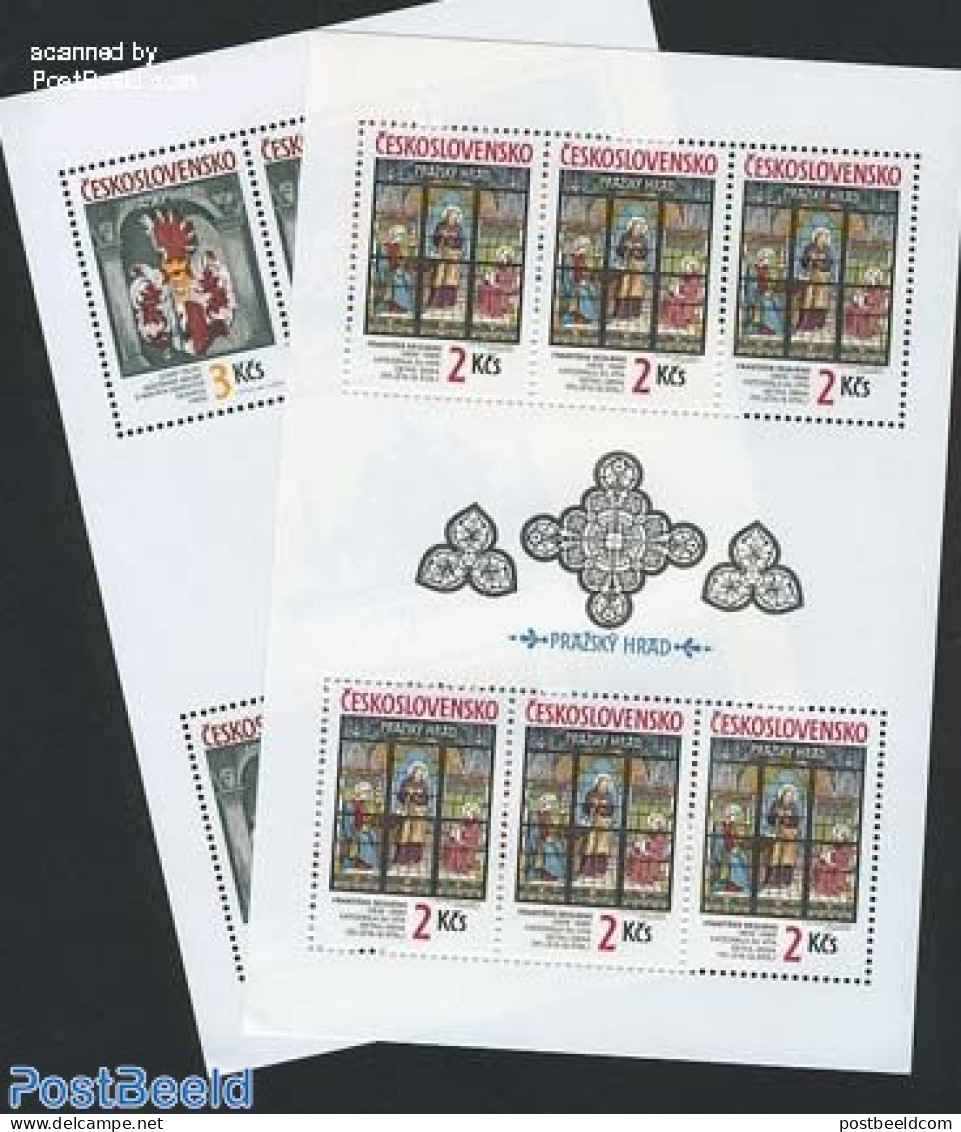 Czechoslovkia 1987 Praha Burg, 2 M/ss, Mint NH, History - Coat Of Arms - Art - Stained Glass And Windows - Autres & Non Classés