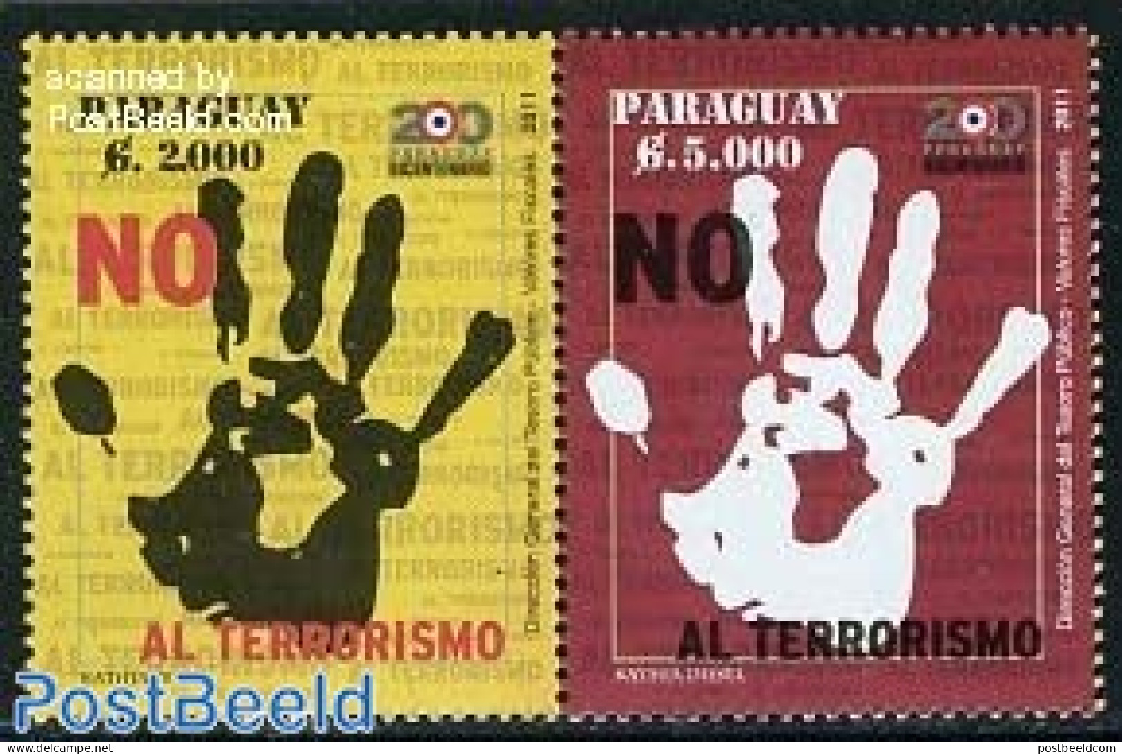 Paraguay 2011 Stop Terrorism 2v [:], Mint NH - Paraguay