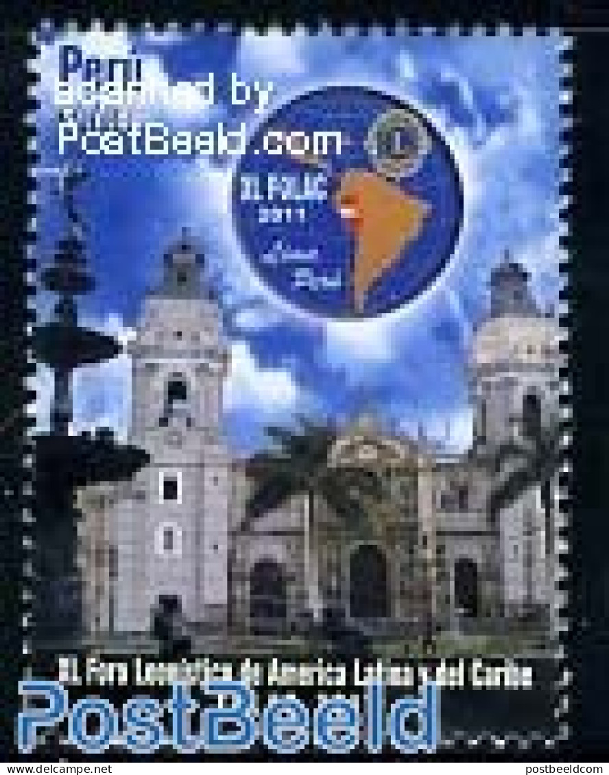 Peru 2011 FOLAC 1v, Mint NH, Religion - Various - Churches, Temples, Mosques, Synagogues - Maps - Churches & Cathedrals