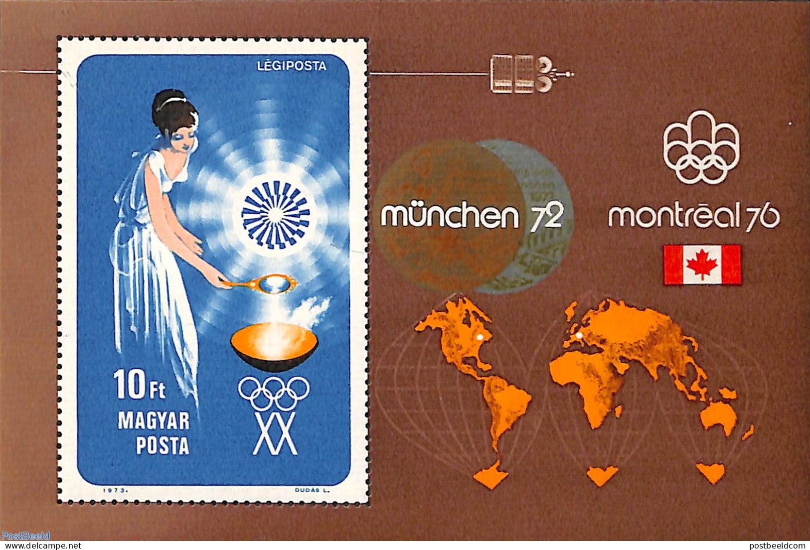 Hungary 1973 Olympic Games Munich-Montreal S/s, Mint NH, Sport - Transport - Olympic Games - Space Exploration - Unused Stamps