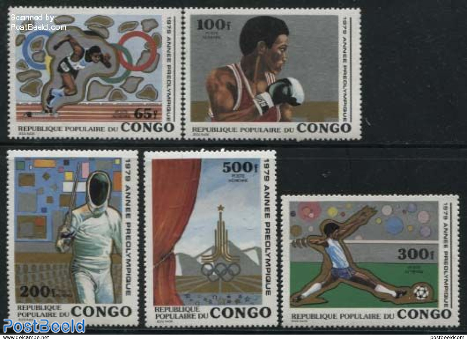 Congo Republic 1979 Preolympic Year 5v, Mint NH, Sport - Athletics - Boxing - Fencing - Olympic Games - Leichtathletik