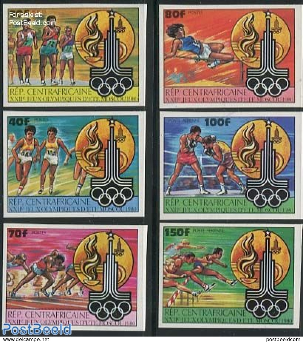 Central Africa 1980 Olympic Games 6v Imperforated, Mint NH, Sport - Repubblica Centroafricana