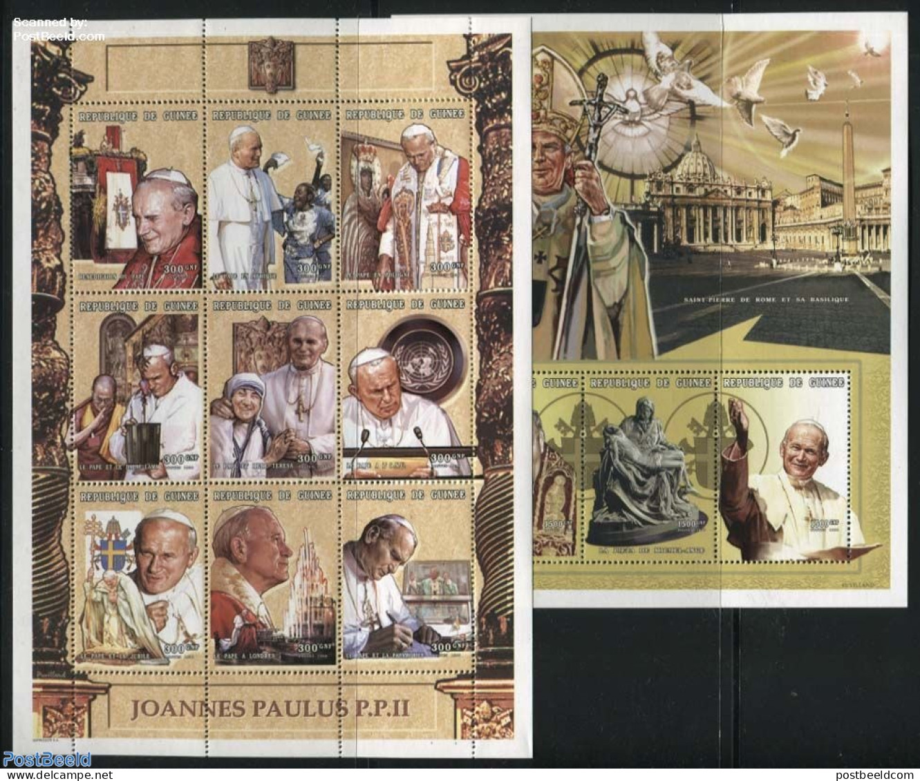 Guinea, Republic 1998 Pope John Paul II 12v (2 M/s), Mint NH, Religion - Pope - Popes