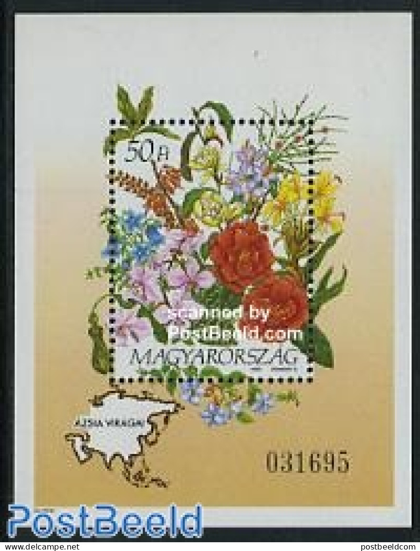 Hungary 1993 Asian Flowers S/s, Mint NH, Nature - Flowers & Plants - Orchids - Ongebruikt