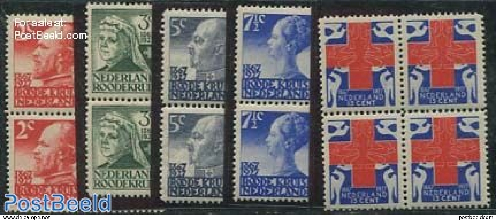 Netherlands 1927 Red Cross 5v, Blocks Of 4 [+], Mint NH, Health - Red Cross - Unused Stamps
