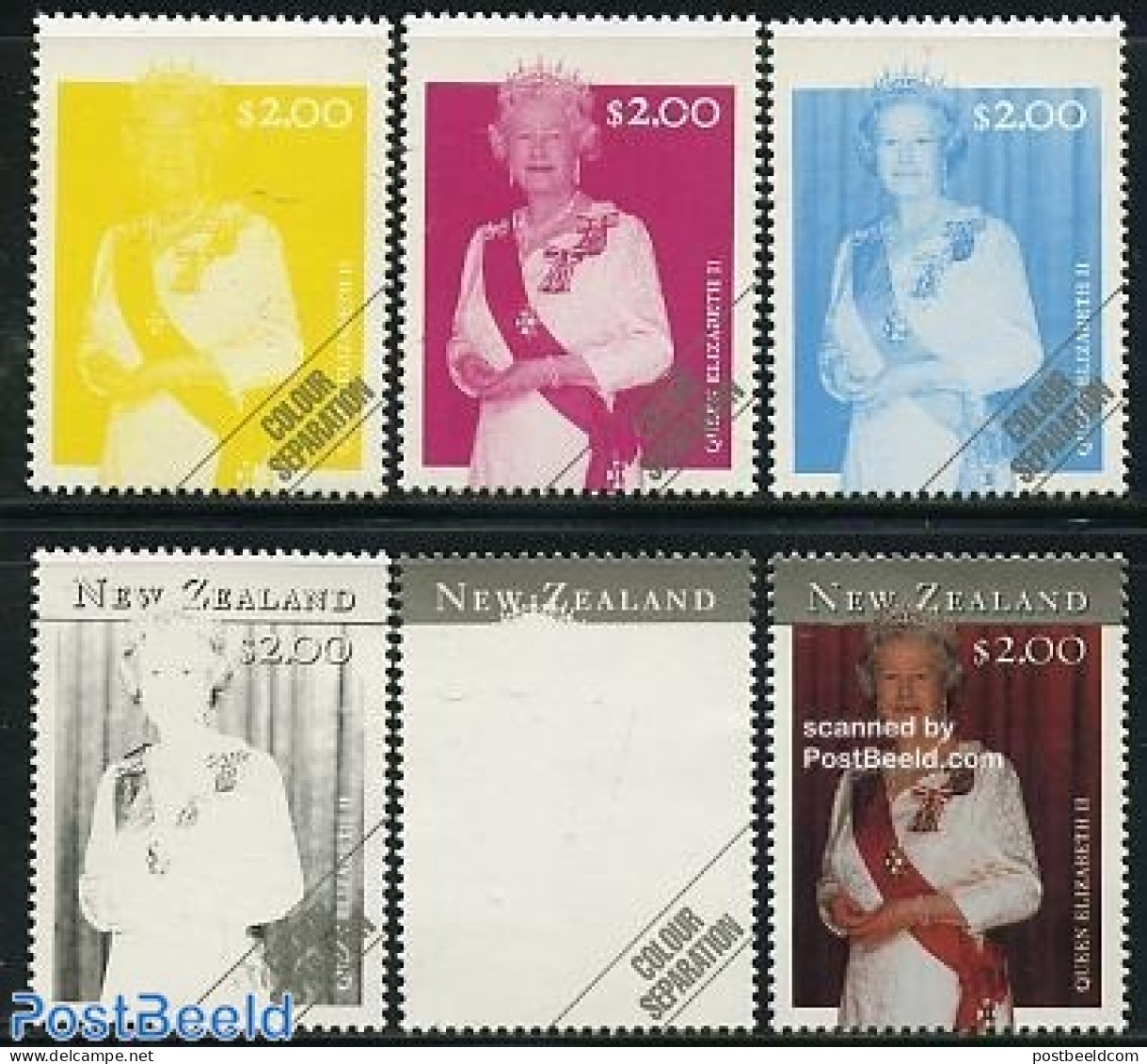 New Zealand 2001 Royal Visit Colour Separation 5v+final Stamp, Mint NH, History - Kings & Queens (Royalty) - Nuevos