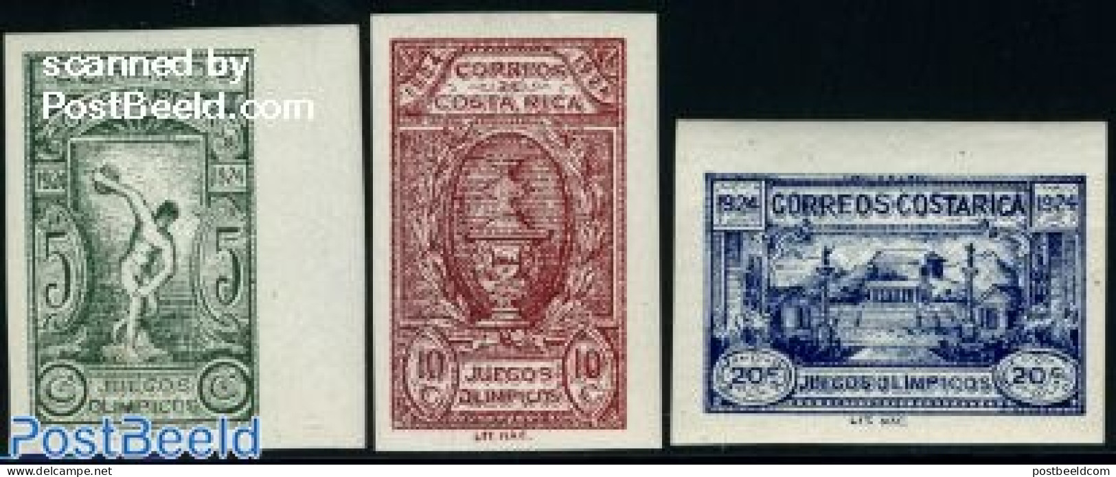 Costa Rica 1924 Athletics 3v Imperforated, Unused (hinged), Sport - Athletics - Sport (other And Mixed) - Atletiek