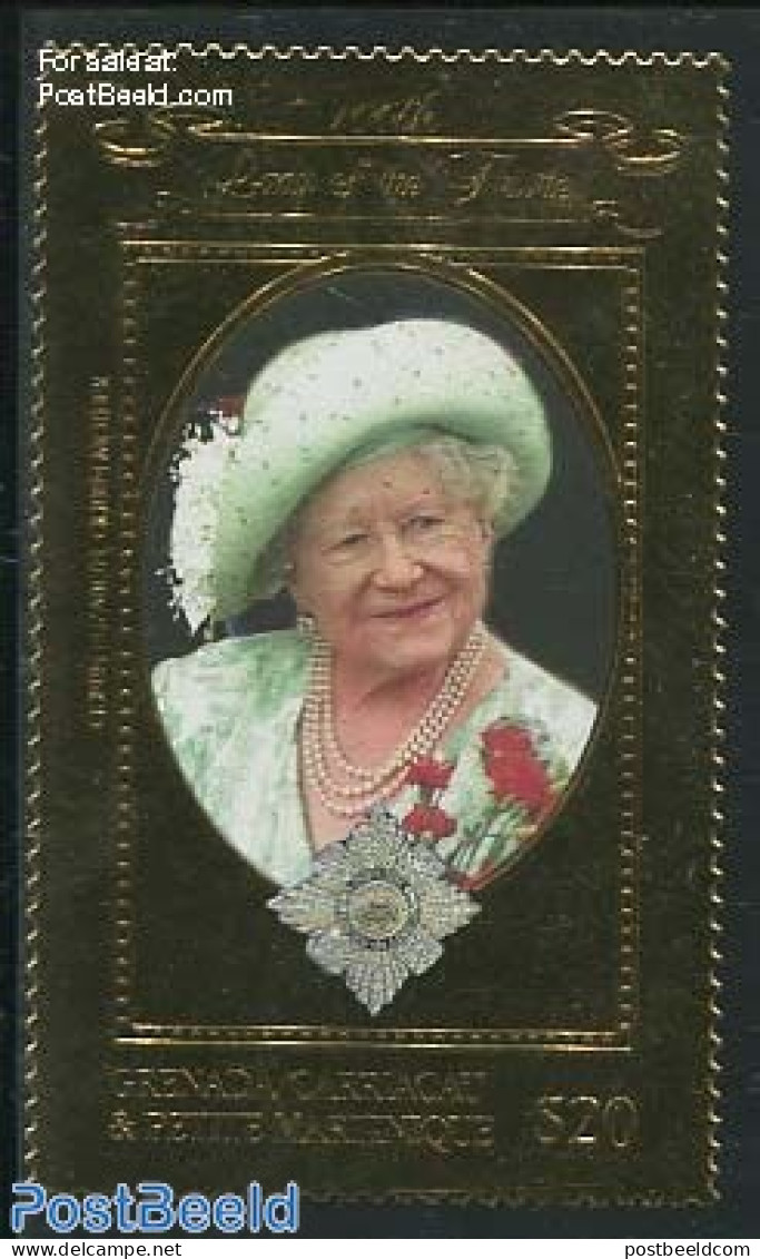 Grenada Grenadines 1999 Queen Mother 1v, Gold, Mint NH, History - Kings & Queens (Royalty) - Royalties, Royals