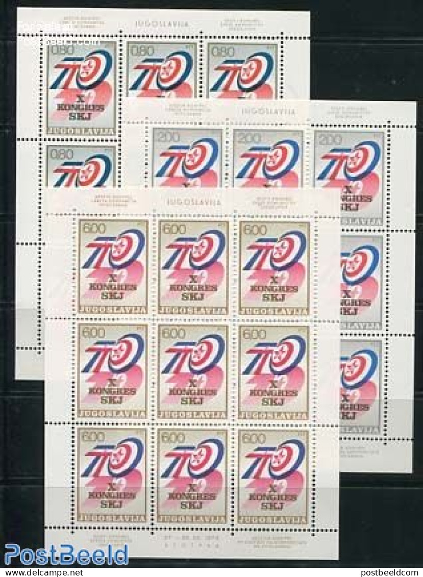 Yugoslavia 1974 Communist Congress 3 M/ss, Mint NH - Unused Stamps