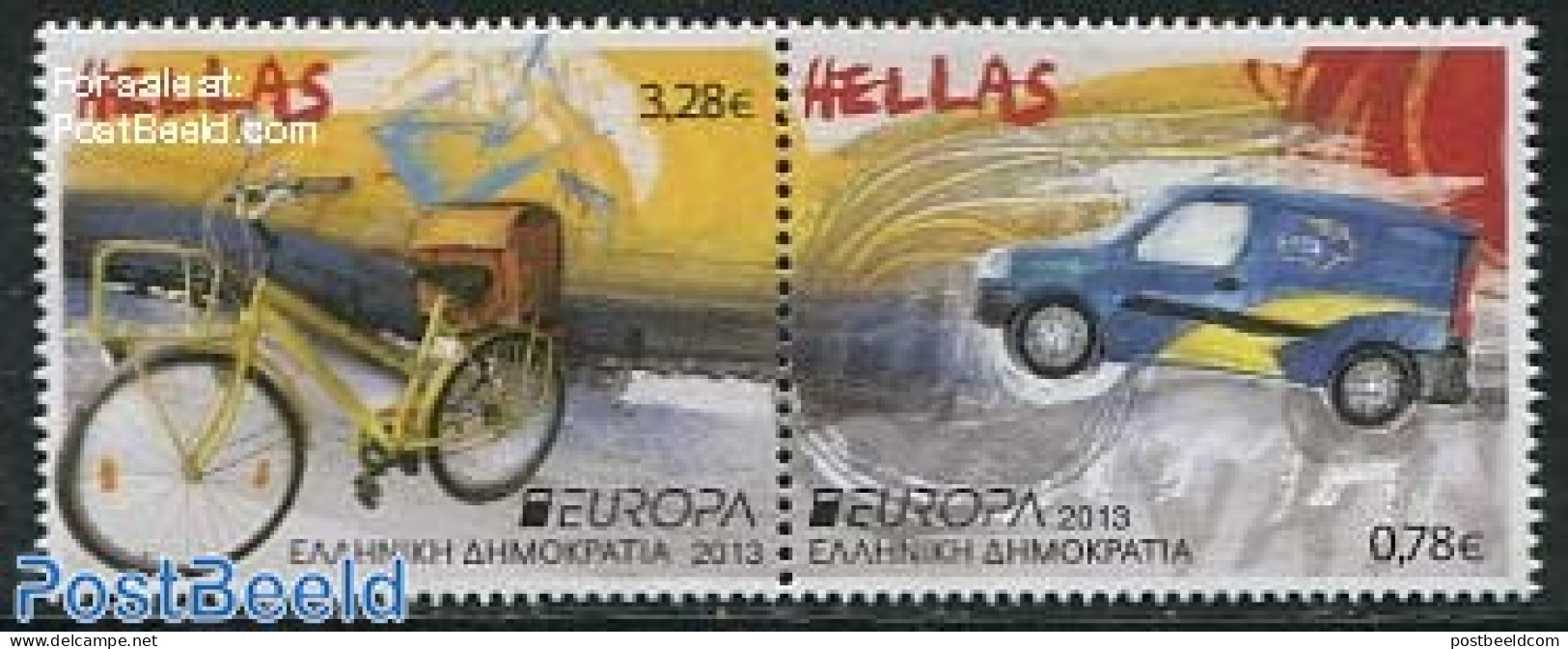Greece 2013 Europa, Postal Transport 2v [:], Mint NH, History - Sport - Transport - Europa (cept) - Cycling - Post - A.. - Unused Stamps