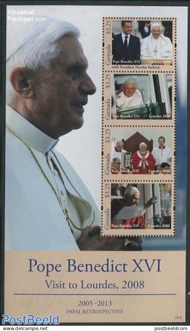 Grenada 2013 Pope Benedict XVI 4v M/s, Mint NH, Religion - Pope - Religion - Papas