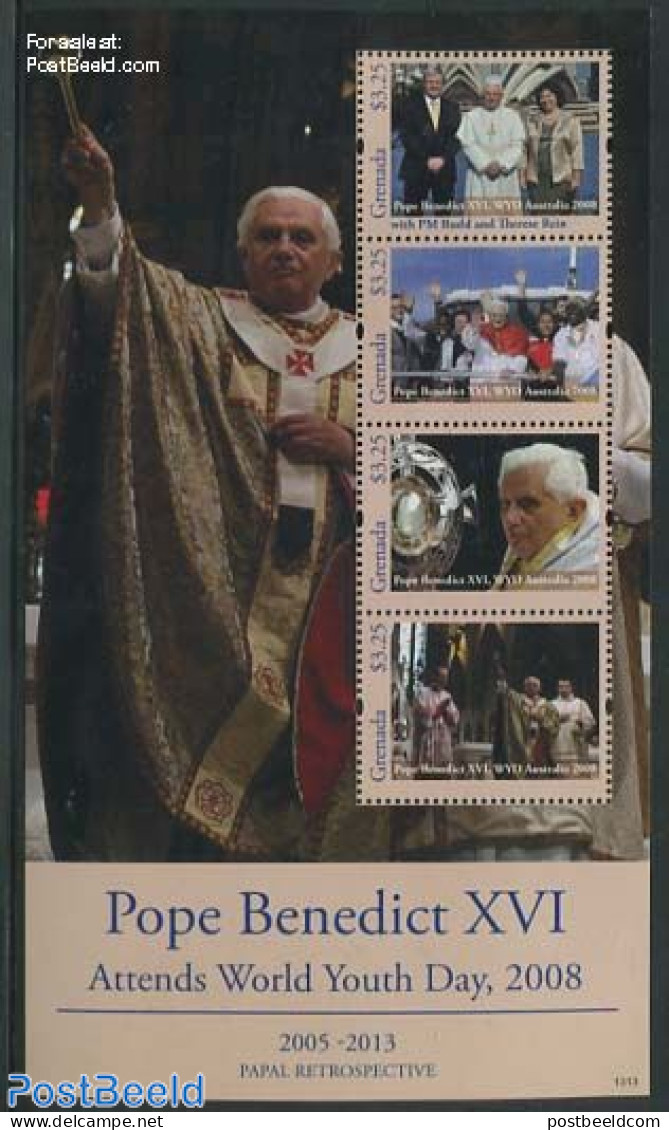 Grenada 2013 Pope Benedict XVI 4v M/s, Mint NH, Religion - Pope - Religion - Päpste