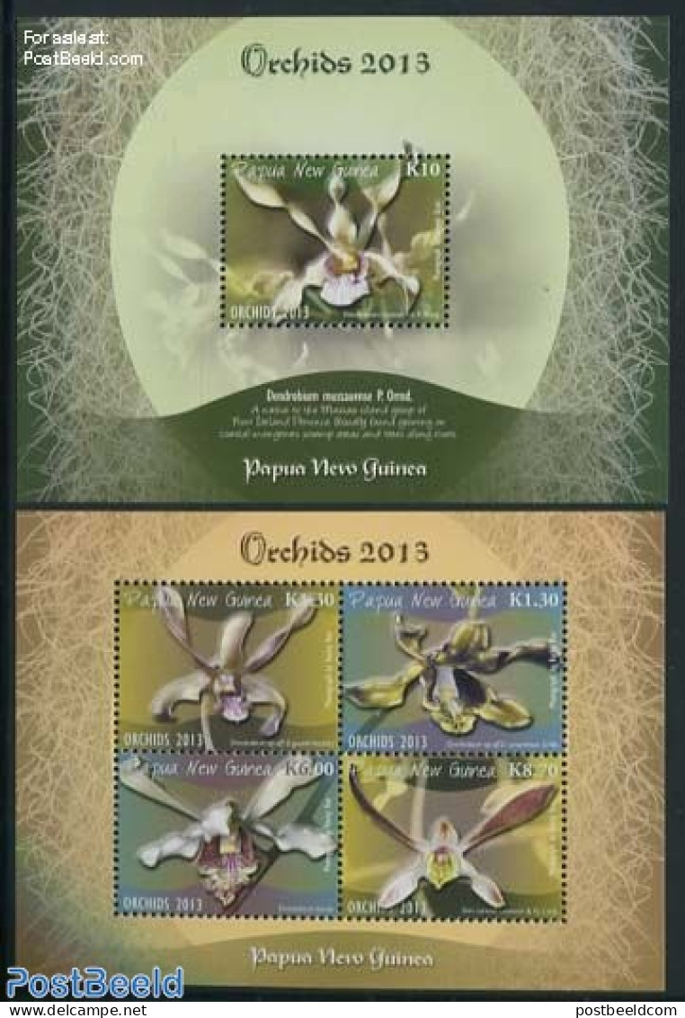 Papua New Guinea 2013 Orchids 2 S/s, Mint NH, Nature - Flowers & Plants - Orchids - Papua New Guinea
