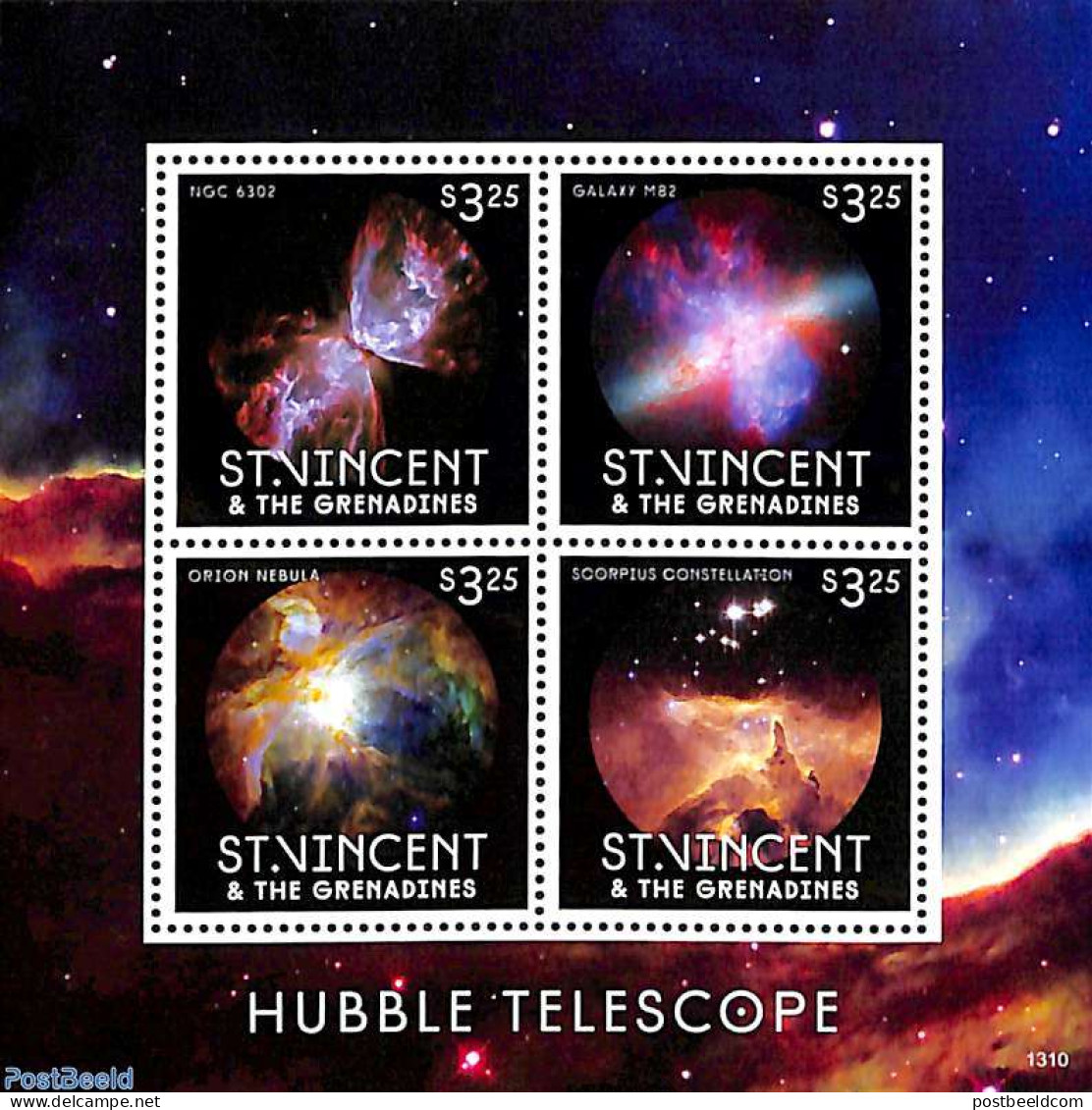 Saint Vincent 2013 Hubble Telescope 4v M/s, Mint NH, Science - Astronomy - Astrologie