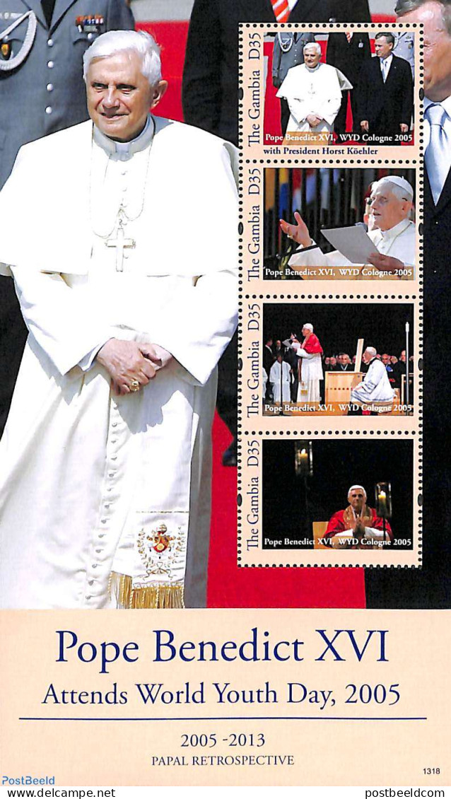 Gambia 2013 Pope Benedict XVI 4v M/s, Mint NH, Religion - Pope - Religion - Papi
