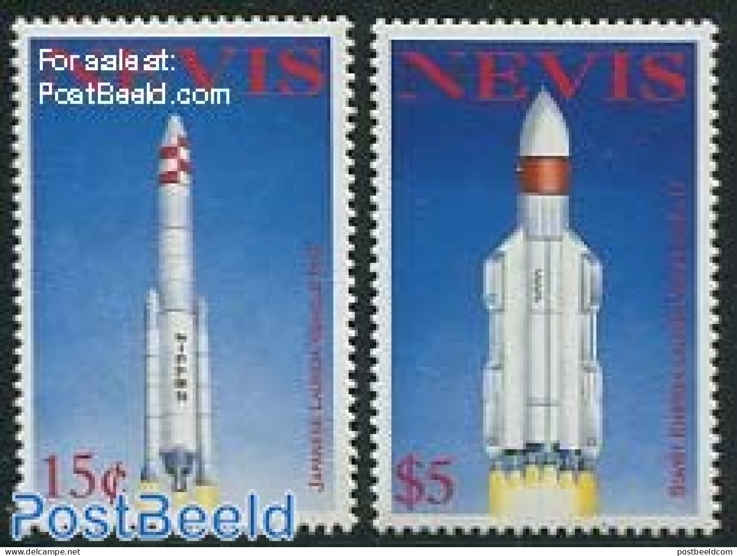 Nevis 1993 Space Exploration 2v, Mint NH, Transport - Space Exploration - St.Kitts-et-Nevis ( 1983-...)