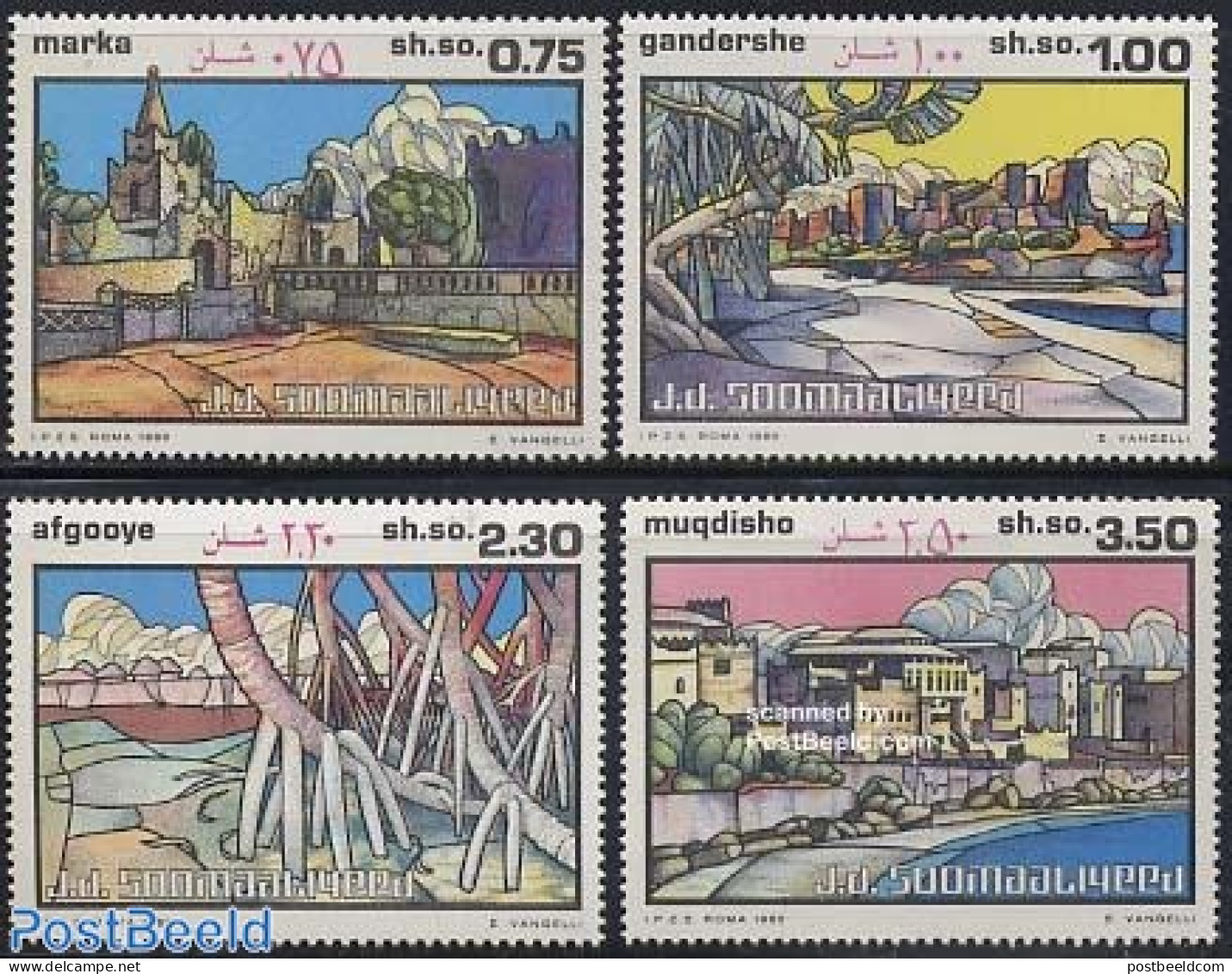 Somalia 1980 Cities 4v, Mint NH - Somalië (1960-...)